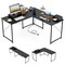 Costway L-Shaped Reversible Computer Desk 2-Person Long Table w/Monitor Stand